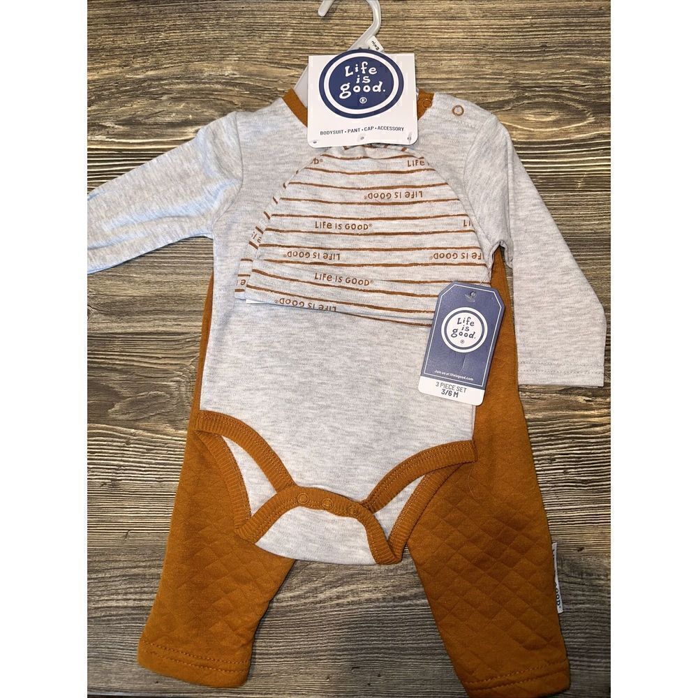 Life is Good “Smart Cookie” Baby Boy 3 Pc Outfit Bodysuit Set 3-6 Months. NWT.
